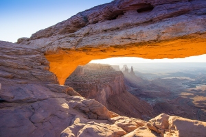 Mesa Arch with the reflection of the rising sun